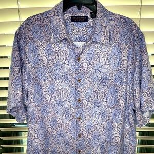 Roundtree & Yorke Men’s Short Sleeve Paisley Button Down Shirt Sz XL